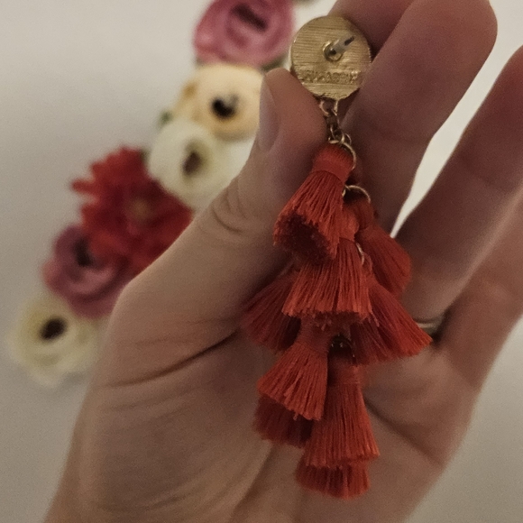 Red and gold tassel earings - Picture 5 of 5